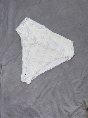Beach Riot White Eyelet High-Cut Bikini Bottoms